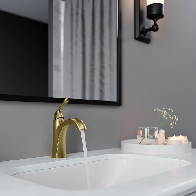 Pfister Willa Bathroom Sink Faucet, Single Control, 1-Handle, Single Hole, NSF Certified, Brushed Gold Finish, LF042MALBG