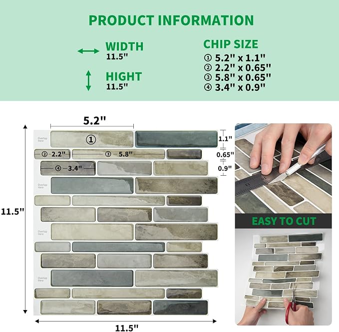 LONGKING Marble Peel and Stick Backsplash for Kitchen, 3D Adhesive Tile Backsplash for Kitchen, Bathroom, Wall Tile, 10 Sheets, 12" x 12" | Peel and stick backsplash, self-adhesive wall tile, marble, waterproof, kitchen bathroom wall, 10-sheet, set D