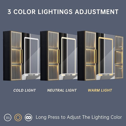 Upgrade Medicine Cabinets for Bathroom with Mirror and Storage Cabinets, 39.37”W x 27.56”H Surface Wall Mounted LED Medicine Cabinet with Lights, Defogger, Dimmer, Memory Fuction