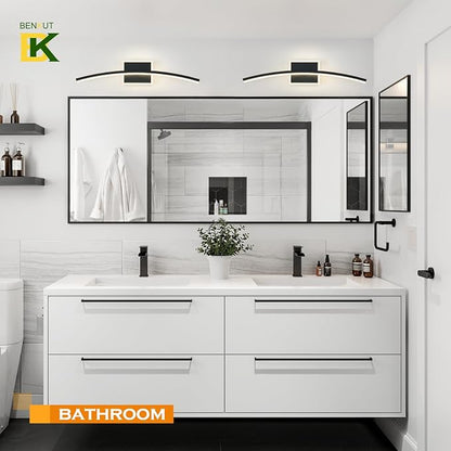 Benkut Modern LED Wall Sconce Black Light Fixtures Over Mirror Modern Bath Wall Lighting for Bathroom, Dimmable Vanity Light for Bathroom(5CCT 23.6Inch)
