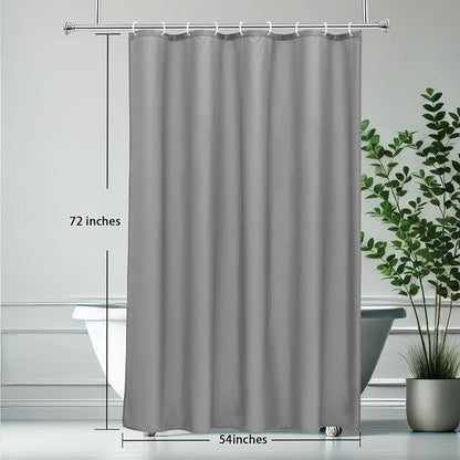 AooHome Light Grey Stall Size Bathroom Curtain for Hotel, Fabric Shower Liner with Hooks for Hotel, Water Repellent, 54 Width x 72 Height Inch