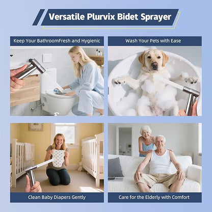 Handheld Toilet Bidet Sprayer for Toilet-Adjustable Water Pressure Control with Bidet Hose for Feminine Wash, Stainless Steel Brushed Nickel Cloth Diaper for Baby Wash (Matte Black, 1)