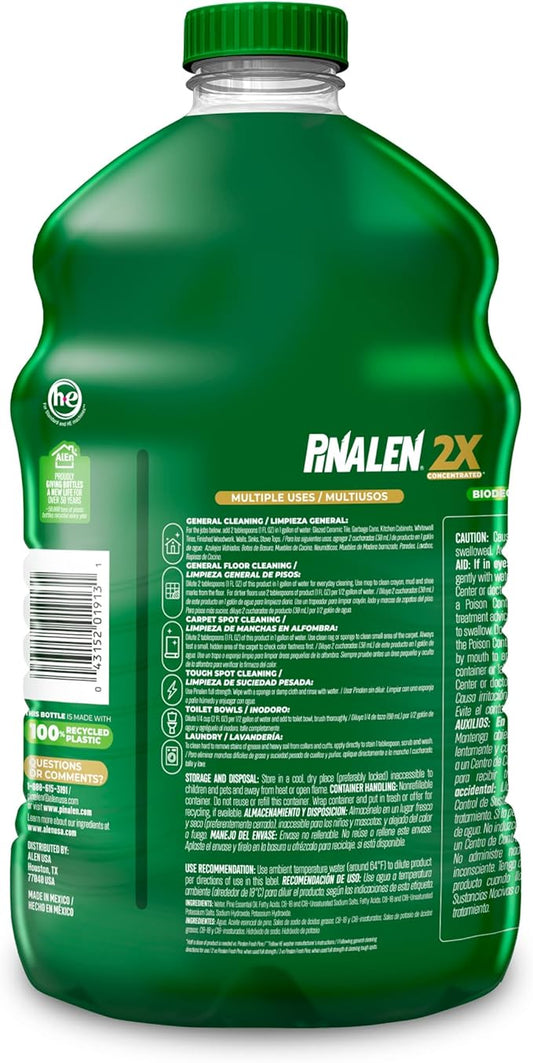 PINALEN 2X Max Aromas Concentrated Multipurpose Cleaner - Fresh Pine Scent - (2 Pack) 108 fl oz - All Purpose Cleaner for Kitchen, Bathroom, Floors & Outdoors