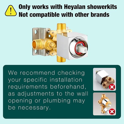 Heyalan 6-Inch Shower Faucet Set with Tub Spout and Valve,Polished Chrome | 6-inch square rainfall head, tub spout with diverter, male-thread rough-in valve, single-handle control and wall-mount design