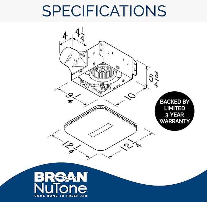 Broan-NuTone AE110LK Ventilation Fan & Available NuTone WVK2A Flexible Wall Ducting Kit for Ventilation Fans, 4-Inch