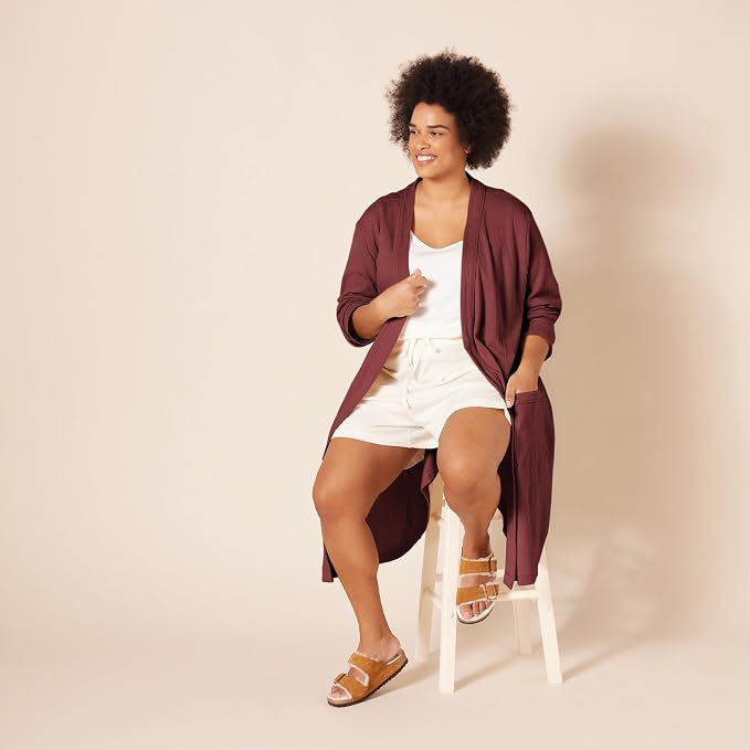 Amazon Essentials Women's Lightweight Waffle Full-Length Bath Robe (Available in Plus Size)