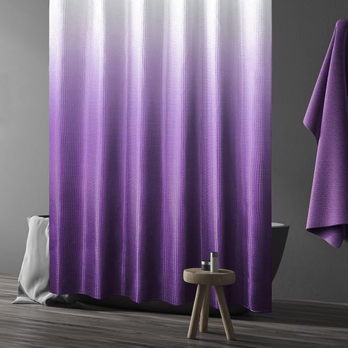 Purple Ombre Fabric Shower Curtain for Bath Decor, 72 x 72 | Ombre Fabric Shower Curtain, Purple Bathroom Decor Accessories Set, Water Repellent and Machine Washable
