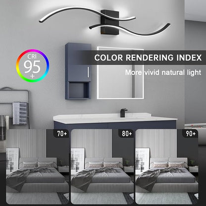 CANEOE Modern Led Wall Light, 39inch Black Indoor Led Wall Sconce Lighting, Bathroom Vanity Light Fixtures Over Mirror for Living Room Hallway Bedroom Bedside Wall Lamp (Cool White, 6000K)