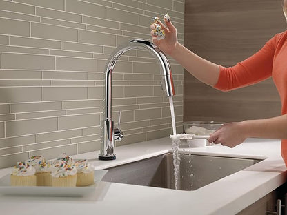 Delta Faucet Trinsic VoiceIQ Touchless Kitchen Faucet with Pull Down Sprayer, Smart Faucet, Alexa and Google Assistant Voice Activated, Kitchen Sink Faucet, Chrome 9159TV-DST