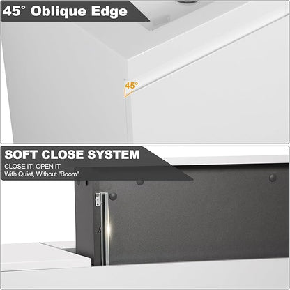 Wall Mounted 60 Inch Bathroom Vanity with Sink, Floating Vanity Bathroom, Double Sink Bathroom Vanity, 2 Drawers, 2 Soft Closing Doors, Resin Integrated Sink (Glossy White)