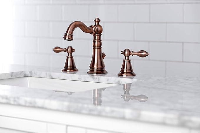 Fauceture FSC197ALAC English Classic Widespread Bathroom Faucet with Brass Pop-Up, Antique Copper