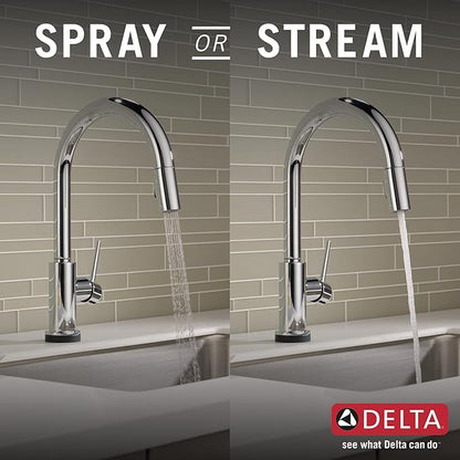 Delta Faucet Trinsic VoiceIQ Touchless Kitchen Faucet with Pull Down Sprayer, Smart Faucet, Alexa and Google Assistant Voice Activated, Kitchen Sink Faucet, Chrome 9159TV-DST