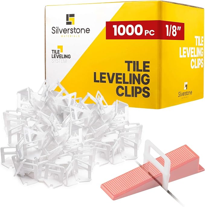 1000 Pcs Tile Leveling System Clips with 1/8" (3mm) Clips - Saves Time for Perfect Precise Installation of Ceramic Tiles - Get Professional Results for Your Shower, Bathroom, Backsplash
