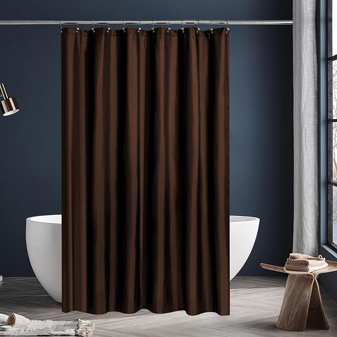 N&Y HOME Fabric Shower Curtain or Liner with Magnets, Brown | Hotel Quality, Washable, Water Repellent, Cloth Shower Curtain with Grommets for Bathroom, Standard Size