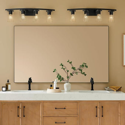 Kichler Crosby 31.25" 4-Light Vanity Light with Clear Glass in Black, for Bathroom, (31.25 x 8.75), 45498BKCLR