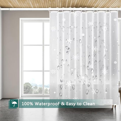 Shower Curtain Liner, 100% Waterproof Peva Shower Curtains with 3 Duty Heavy Bottom Magnets and 12 Rust Proof Grommets, 72x72 Weighted Shower Liner for Shower Stall, Bathtubs