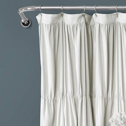 Lush Decor Serena Shower Curtain, 72" W x 72" L, Light Gray - Ruffled Bathroom Curtain - Gray Fabric Shower Curtains - Coquette Decor