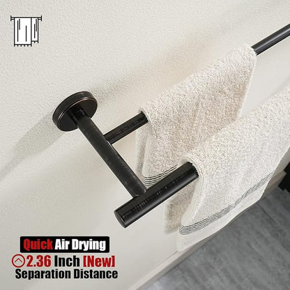 JQK Double Bath Towel Bar, Oil Rubbed Bronze 39 Inch 304 Stainless Steel Thicken 1mm Towel Rack for Bathroom, Towel Holder Wall Mount, Useable Length 36 Inch TB100L36-ORB