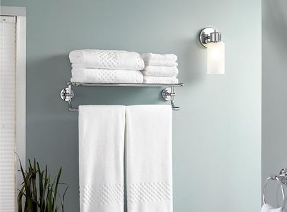 Moen Chrome Iso 24-Inch Wide Bathroom Hotel-Style Towel Shelf with Towel Bar, DN0794CH