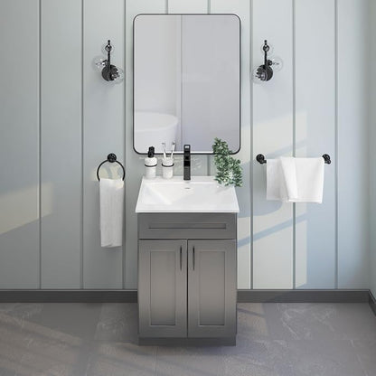 Grey Shaker Sink Base Bathroom Vanity 24"/30"/36" Width (24" Width)