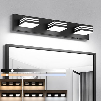LED Modern Bathroom Vanity Light Fixtures (3-Light, 24-Inch)(5CCT, Dimmable), Matte Black Modern Bathroom Wall Lighting Fixtures Over Mirror (3000K/3500K/4000K/5000K/6000K)