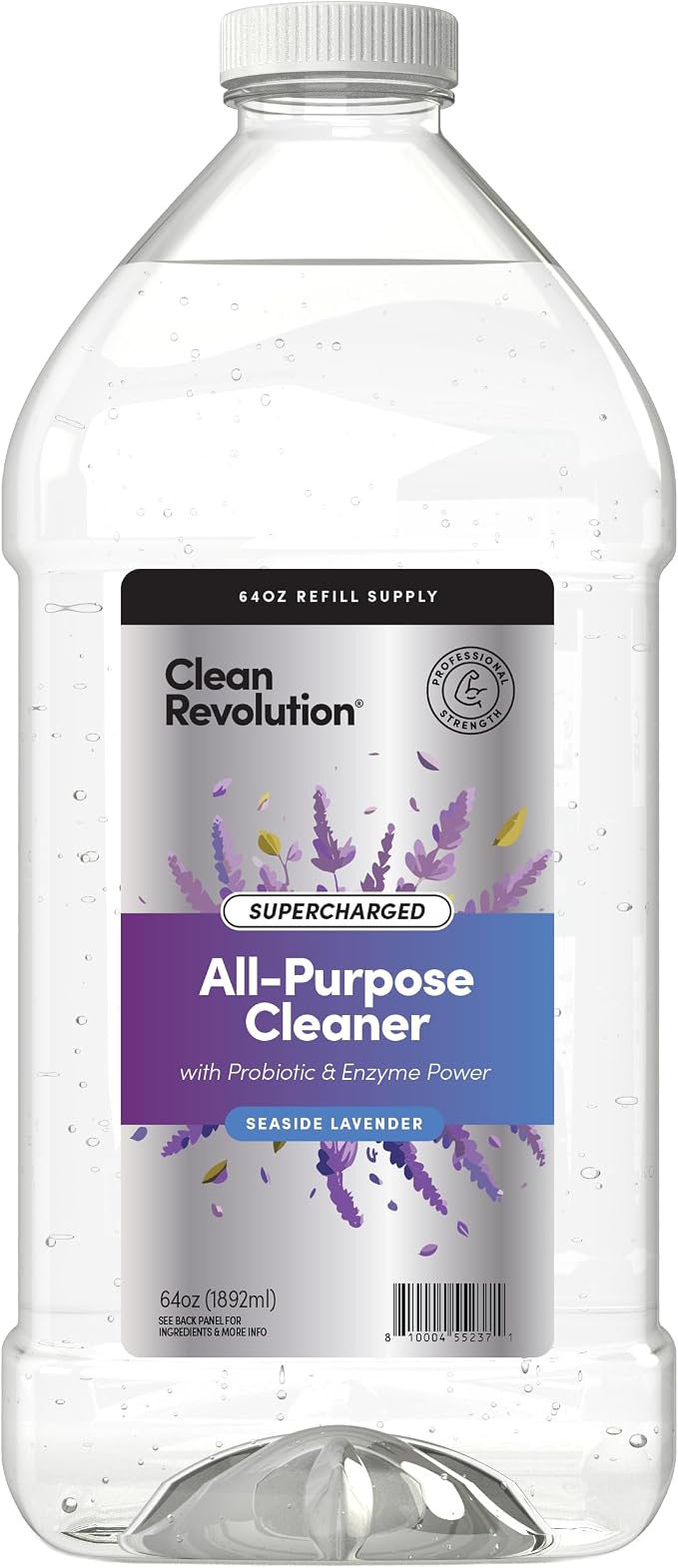 Clean Revolution SuperCharged All Purpose Cleaner Refill with Smart Probiotic + Enzyme Complex, Multi-Surface Kitchen Bathroom & Floor Cleaner, Seaside Lavender, 64 Fl oz (Pack of 1)