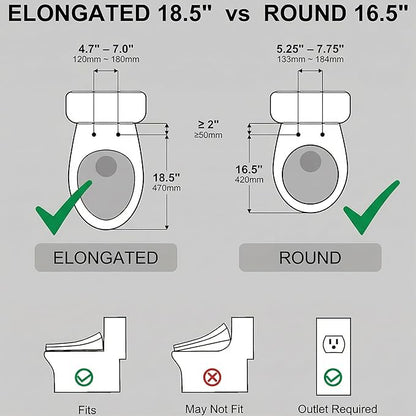 Bidet Toilet Seat Elongated,Instant Heating, Feminine Wash And Front And Rear Wash, Adjustable Temperature, Wireless Remote Control, Self-Cleaning Nozzle, LED Light, Slow-Down Function,Easy To Install