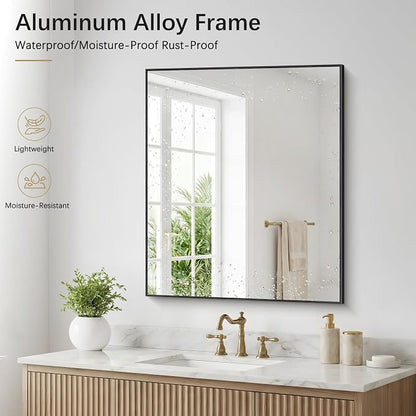 DESBING Black Bathroom Mirror 2 Pack, 30x36 Inch Rectangle Wall Mirrors with Frame, Shatter-Resistant, Modern for Bathroom, Living Room, Entryway – Horizontal or Vertical