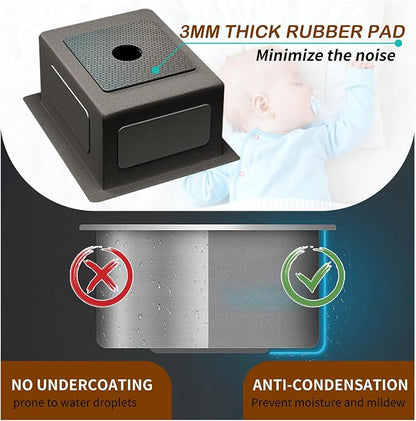 Black 10x18In Stainless Steel Kitchen And Bar Sink, Undermount, Single Bowl | Small Kitchen And Bar Sink Set, Include SS Grid,Silicone Mat And Drain Assembly, Ideal Choice For Small Space