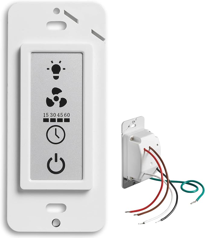 Homewerks 7150-12 LCD Bathroom Timer Switch for Ventilation Fan and Light 3 Functions