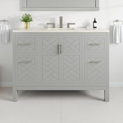 Eviva Cambridge 48 in. Gray Single Sink Bath Vanity with Quartz Top and Undermount Porcelain Sink