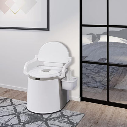 Ochine Portable Toilet Camping Porta Potty, Portable Folding Toilet with Lid, Indoor Outdoor Commode with Detachable Inner Bucket and Removable Paper Holder for Camping, Boat, Van, Emergency Use