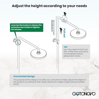gotonovo Oil Rubbed Bronze Shower Faucet 8 Inch Rainfall Shower Head Set Double Cross Handle Handheld Spray Bathroom Shower System Wall Mount