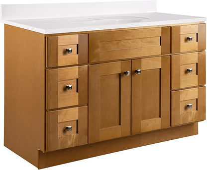 Design House Brookings Bathroom Vanity, 48", Modern Birch | Adjustable Shelves, Freestanding, Contemporary/Modern, Wood, Bath, 215780