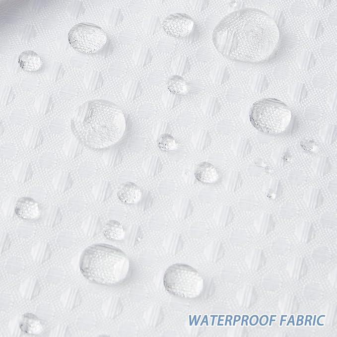 Furlinic 84 in Long Waffle Weave No Hook Shower Curtain with Waterproof Snap in Liner,White Thick Textured Bathroom Curtains with Top Window,Machine Washable & Hotel Quality,71x84 Inch