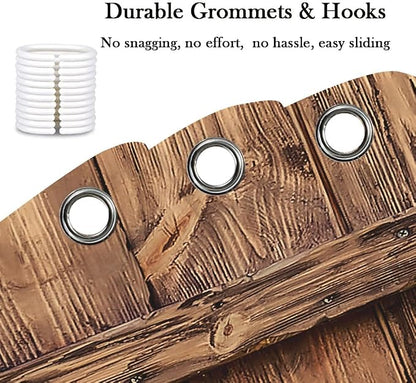 Texas Star Western Barn Door Shower Curtain Sets for Bathroom,Cowboy Hat Boots Wheel Decor Curtain, Vintage Rustic Wooden Board Farmhouse Bath Curtain with Hooks 70X70IN