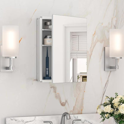 Keonjinn Small Medicine Cabinet with Mirror 14 x 18 Inch, Aluminum Frame | Assembly Needed, Freely Adjustable Shelves, Recessed or Wall-Mounted, Safe Tempered Glass with Clear Reflection, DTC Hinges