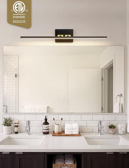 VOLISUN Modern Bathroom Vanity Light 39.4 inch, Rotatable, 24W Dimmable 5CCT Led Bathroom Light Fixture Over Mirror, Black Gold Bar Vanity Light for Bathroom Mirror Cabinets-ETL Certificated