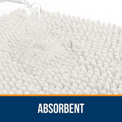 OLANLY Bathroom Runner Rugs 59x20, Extra Soft Absorbent Chenille Bath Rugs | Ivory, Quick-Drying Rubber Backing, Machine Washable Long Bath Mat for Bathroom Floor, Tub and Shower, Home Decor Accessories