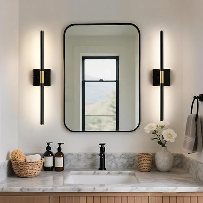 Black Gold Vanity Light Fixtures for Bathroom Over Mirror 24 inch LED Bath Sconces IP44 5CCT Adjustable Morden Picture Lights for Paintings (Built-in Dimmer)