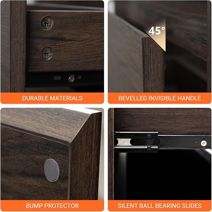 36 Inch Floating Bathroom Vanity Cabinet Only, Wall Mounted Bathroom Cabinet, Large Capacity Storage Vanity – Walnut Finish, with 2 Drawers & Door Storage Compartment, Easy Assembly