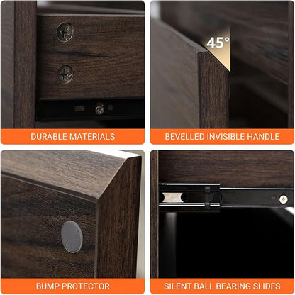 36 Inch Floating Bathroom Vanity Cabinet Only, Wall Mounted Bathroom Cabinet, Large Capacity Storage Vanity – Walnut Finish, with 2 Drawers & Door Storage Compartment, Easy Assembly
