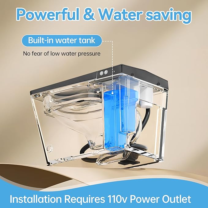 WinZo Smart Toilet with Built-in Tank, Square Comfortable Height One-Piece with Warm Water Bidet, Foot Kick Flush, Modern Elongated Smart Toilet with Bidet Built In, Heated Seat & Auto Drying