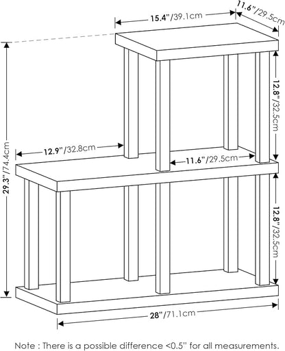 Furinno Turn-N-Tube Storage Shelves, 3-Cube Book Shelf, Accent Display Shelf, Toolless Open Shelves, Square Tubes, for Organization and Storage, Living Room, Garage, Home Office, Dark Americano