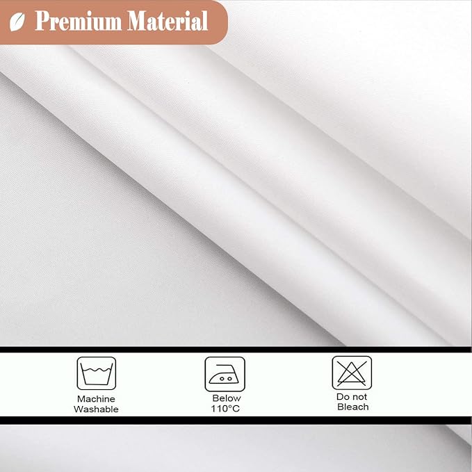 UFRIDAY Fabric White Shower Curtain with Mesh Window, Waterproof Bathroom Curtain with Weighted Bottom Hem, Machine Washable, 72 x 72 Inch