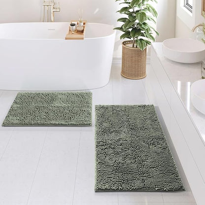 Hearth & Harbor Bathroom Rugs, Chenille Bath Mat - Machine Washable Bath Mats for Bathroom Non-Slip Backing Rubber, Quick Dry Bathroom Mat