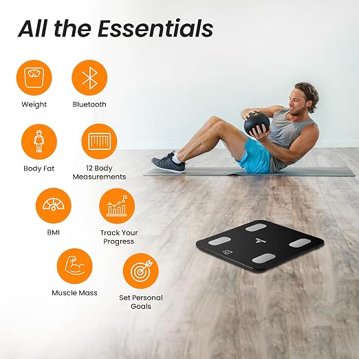 Scale for Body Weight, Accurate Weight Scale with LCD Display, Capacity upto 400 lbs, Smart BMI Scale, High Accuracy Digital Bathroom Scale, 18 Body Composition Analyzer Sync with Fitness App