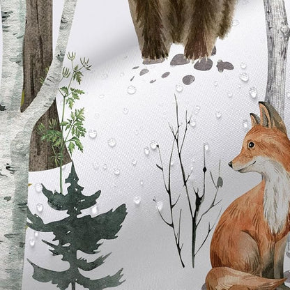 JAWO Camper Shower Curtain, Rustic Lodge Cabin Woodsy Wildlife Animals Woodland Rv Shower Curtains Camper Camping Bathroom Set with Hooks, 47X64 Inch, White
