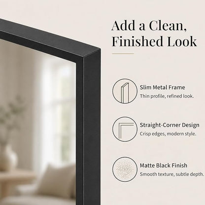 2-Pack 24"x36" Matte Black Framed Bathroom Vanity Wall Mirrors | Taller Vanity Pair, Balanced Twin-Sink Look, Matching Finish Across Rooms, Vertical/Horizontal Hanging, Tempered Glass