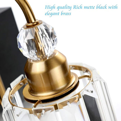 Ralbay Modern LED Bathroom Vanity Lights 5-Lights Crystal Vanity Lights Over Mirror Modern Black Bathroom Vanity Lighting Fixtures